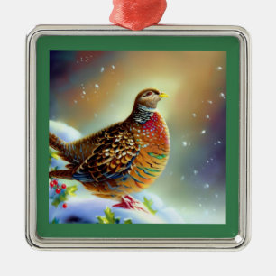 Christmas Partridge 3 Metal Ornament