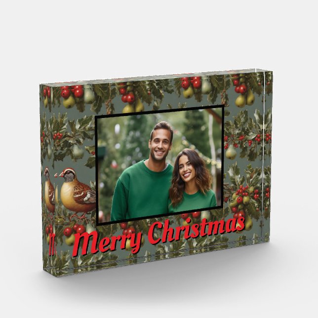 Christmas partridge in pear tree photo template (Left)
