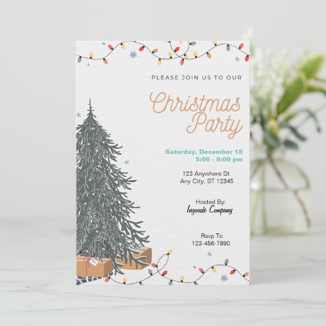 Christmas Party Announcement Trees Party Merry  (Standing Front)