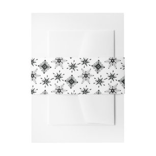 Christmas Party Black Snowflakes  Pattern   Invitation Belly Band