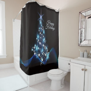 Christmas Party Blue Tree Shiny Black Elegant
