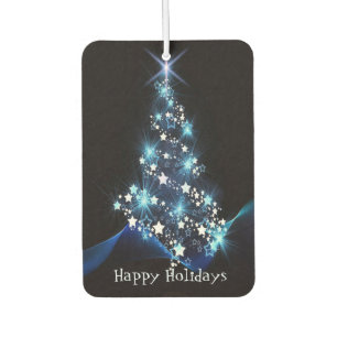 Christmas Party Blue Tree Shiny Black Elegant Air Freshener