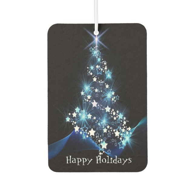 Christmas Party Blue Tree Shiny Black Elegant Air Freshener (Front)