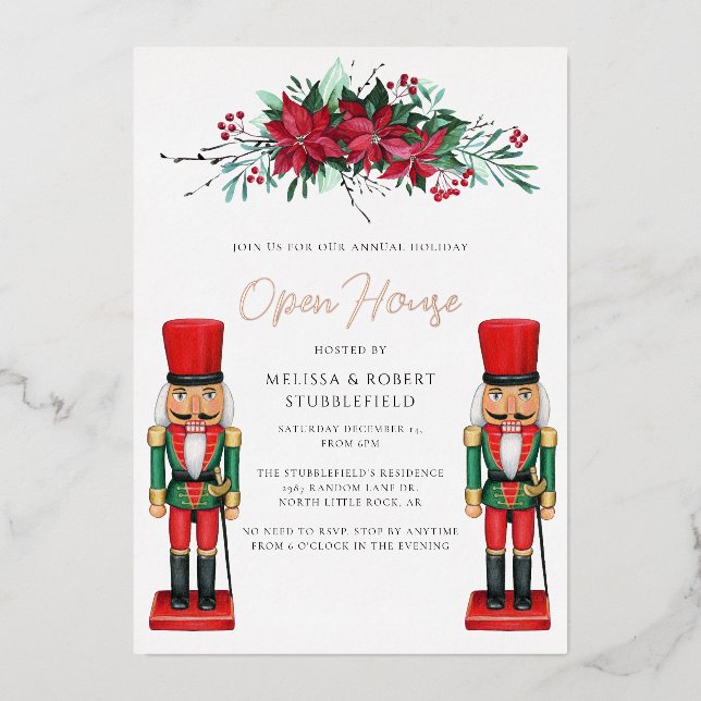 Christmas Party Botanical Toy Nutcracker Rose Gold (Front)