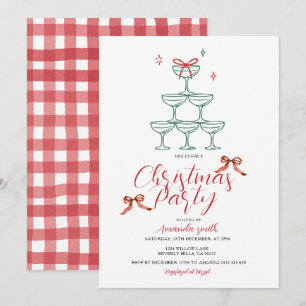 Christmas Party Champagne Tower Holiday Bubbly Invitation