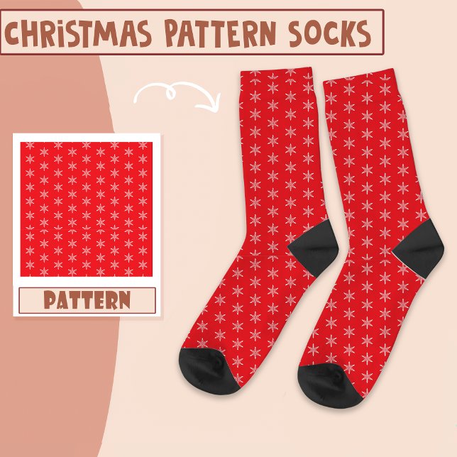 Christmas Party Christmas Snow Red Pattern  Socks (Creator Uploaded)