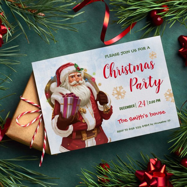 Christmas party. Classical Santa Claus family Invitation (Creator Uploaded)