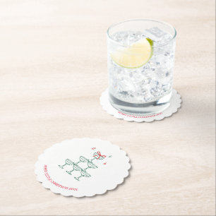 Christmas Party Coasters Retro Bow Green Cocktail