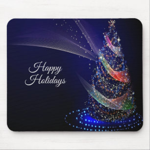Christmas Party Colorful Tree Navy Blue Rustic Mouse Pad