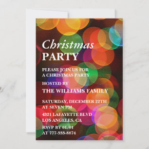 Christmas Party Colourful Confetti Sparkle Invitation