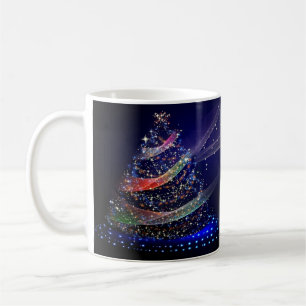 Christmas Party Colourful Tree Navy Blue Rustic Coffee Mug
