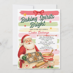 Christmas Party Cookie Exchange Invitation Santa 