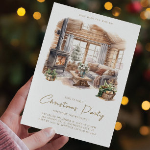 Christmas Party Cozy Watercolor Home Invitation