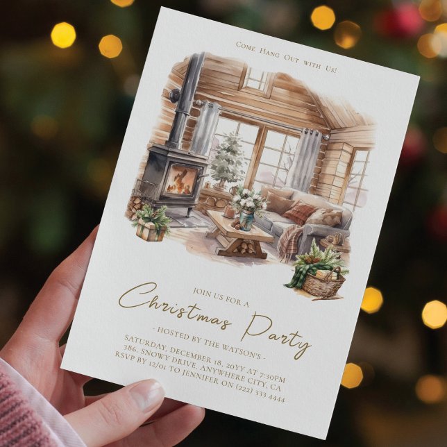 Christmas Party Cozy Watercolor Home Invitation (Creator Uploaded)