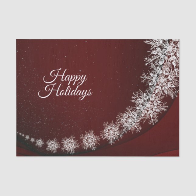 Christmas Party Crystal Snowflakes Red Rustic Tissue Paper (Front)