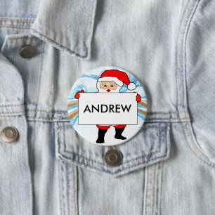 Christmas Party Customizable Name Badges 3 Inch Round Button