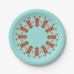 Christmas Party Cute Gingerbread Boys Paper Plates