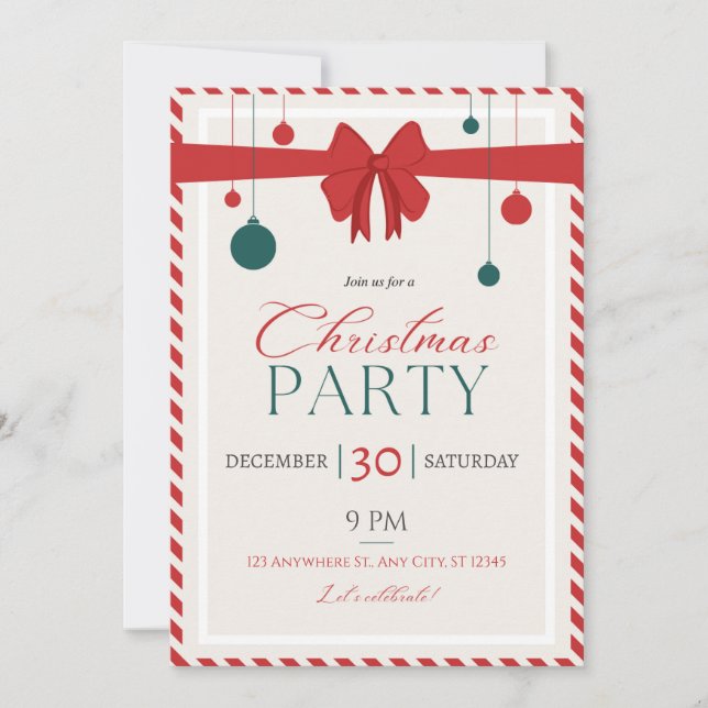 Christmas party decoration customizable invitation (Front)