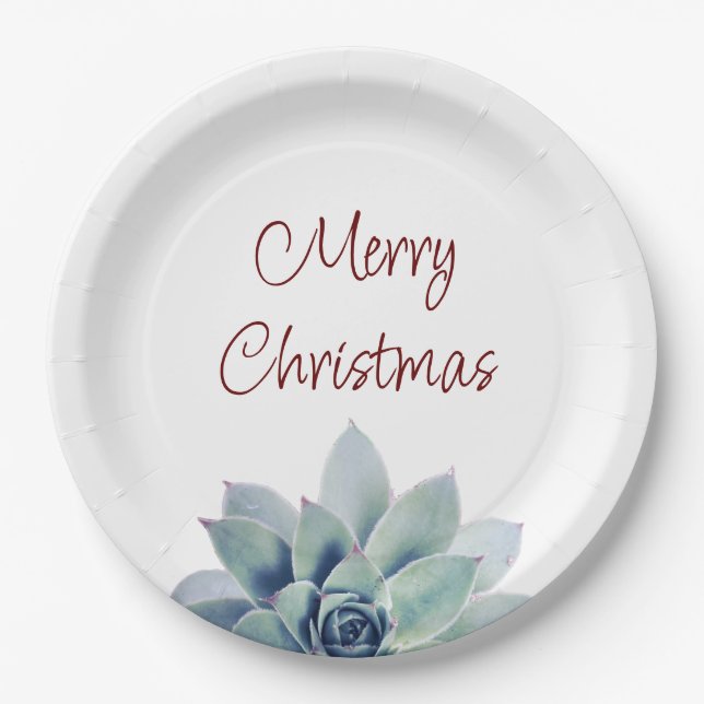 Christmas Party Desert Botanical Succulent   Paper Plate (Front)