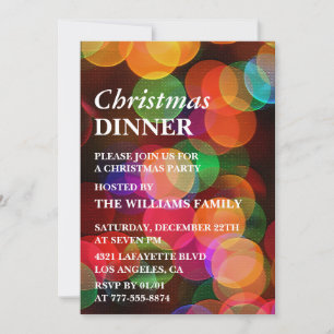 Christmas Party Dinner Confetti Sparkle Invitation