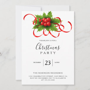 Christmas Party Elegant Botanical  Invitation