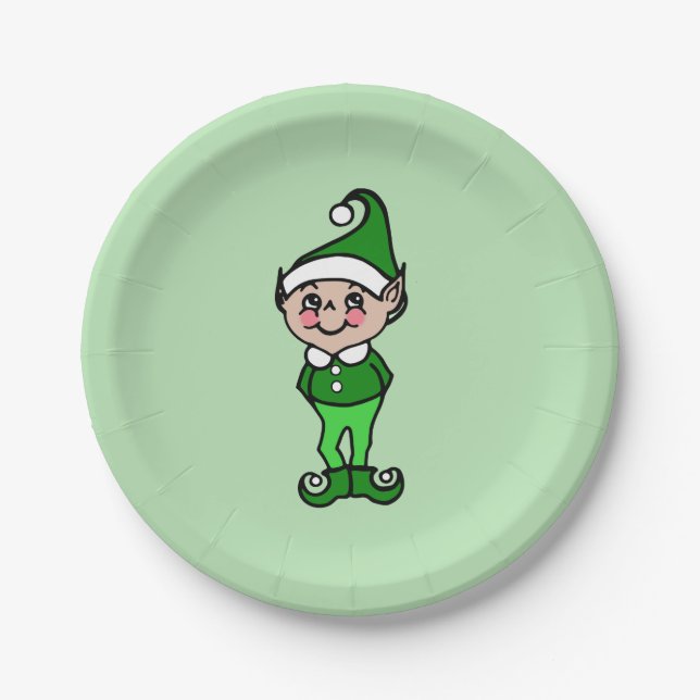 Christmas Party Elf Paper Plates (Front)