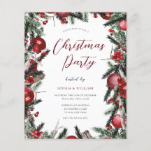 Christmas Party Festive Border Budget Invitation