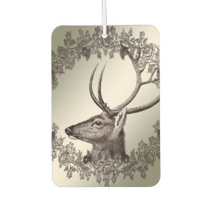 Christmas Party Floral Reindeer Golden Winter Air Freshener
