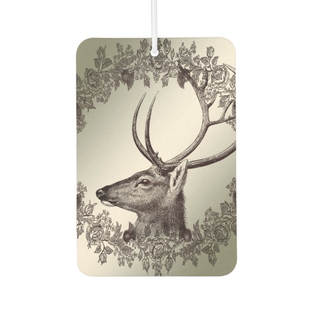 Christmas Party Floral Reindeer Golden Winter Air Freshener (Front)