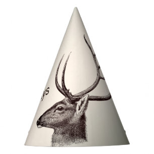 Christmas Party Floral Reindeer Golden Winter Party Hat