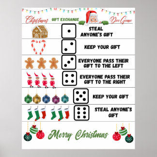 Christmas Party Gift Exchange Dice Game Poster