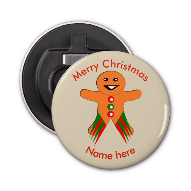Christmas Party Gingerbread Man Bottle Opener (Front)