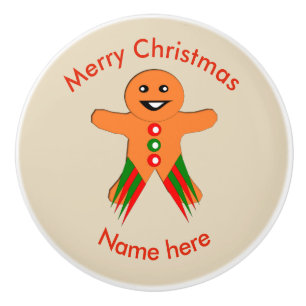 Christmas Party Gingerbread Man Ceramic Knob