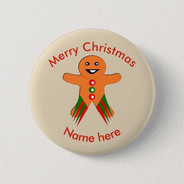 Christmas Party Gingerbread Man Custom Button (Front)