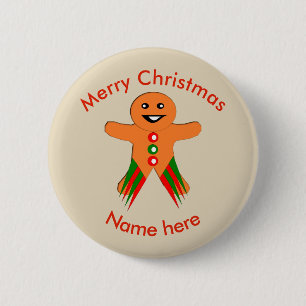 Christmas Party Gingerbread Man Custom Button