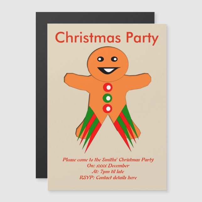 Christmas Party Gingerbread Man Custom Invites (Front/Back)