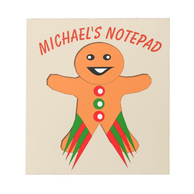 Christmas Party Gingerbread Man Custom Notepad (Front)