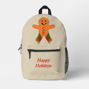 Christmas Party Gingerbread Man Custom Printed Backpack