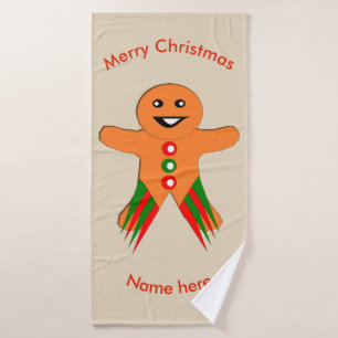 Christmas Party Gingerbread Man Custom Towel Set
