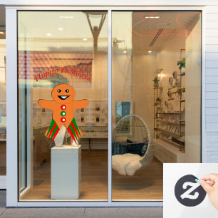 Christmas Party Gingerbread Man Custom Window Cling