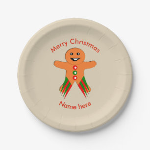 Christmas Party Gingerbread Man Paper Party Plate