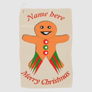 Christmas Party Gingerbread Man Personalized Golf Towel