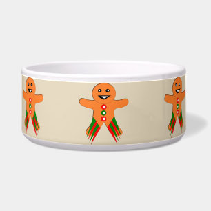 Christmas Party Gingerbread Man Pet Bowl