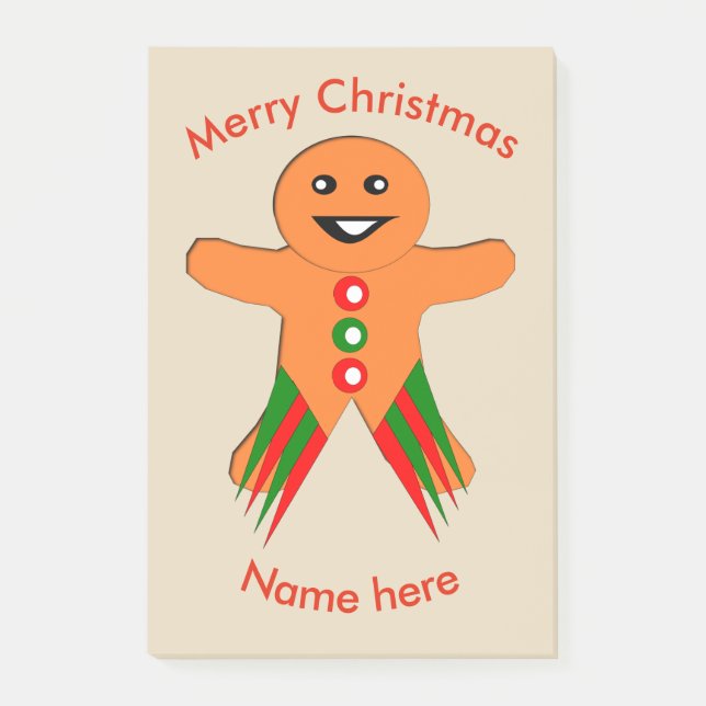 Christmas Party Gingerbread Man Post it notes Pad (Front)