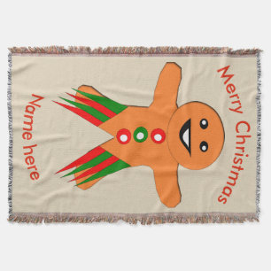 Christmas Party Gingerbread Man Throw Blanket
