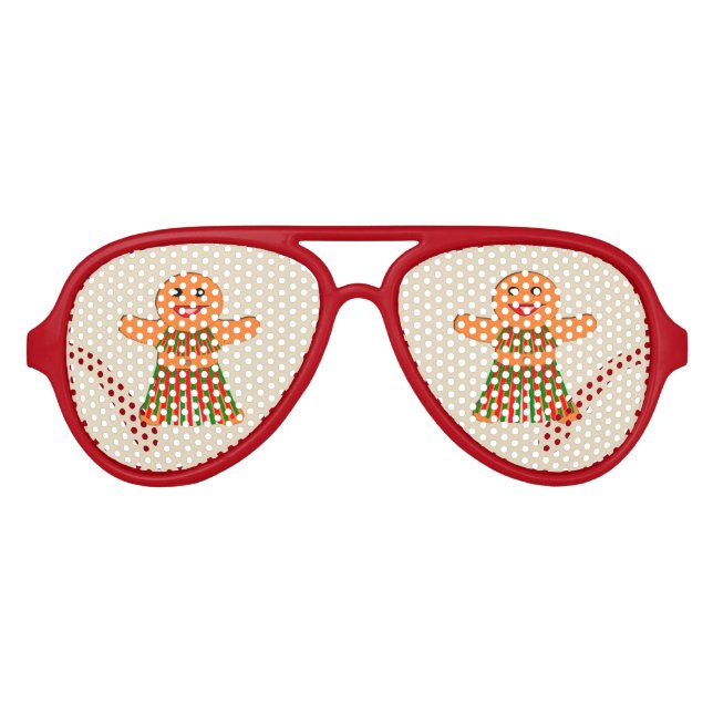 Christmas Party Gingerbread Woman Aviator Sunglasses (Front)