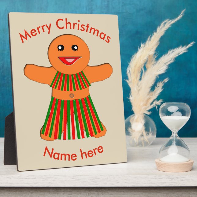 Christmas Party Gingerbread Woman Custom Plaque (Side)