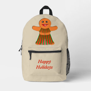 Christmas Party Gingerbread Woman Custom Printed Backpack