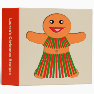 Christmas Party Gingerbread Woman Custom Recipe Binder