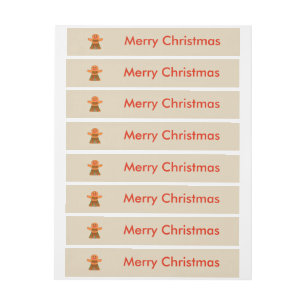 Christmas Party Gingerbread Woman Custom Wraparound Address Label